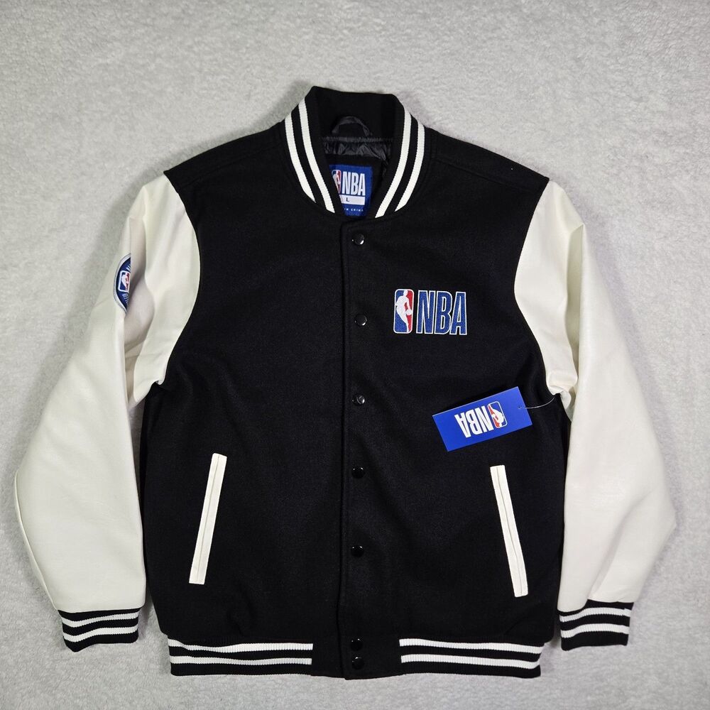 $150 NBA National Basketball Association Mens Large Varsity Bomber Jacket Black